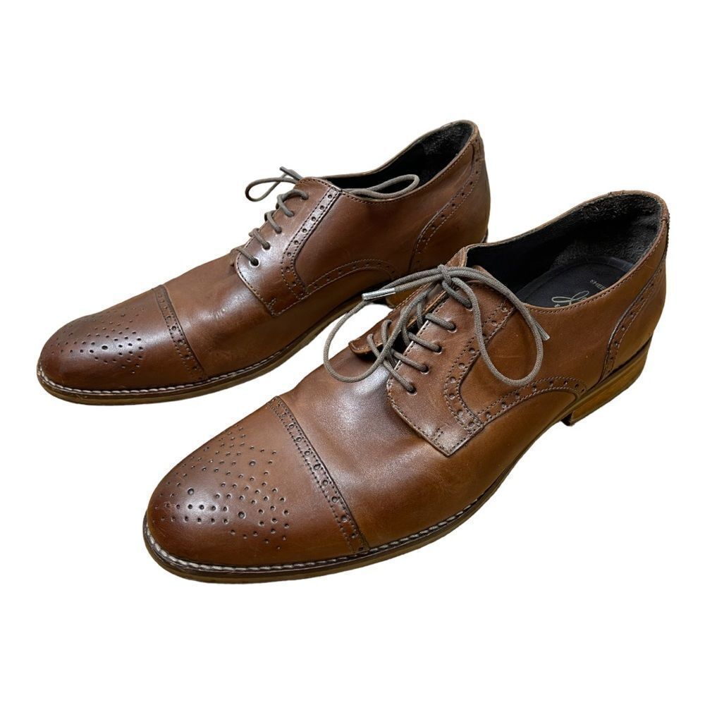 J&M Est 1850 Cap Toe Men’s Sz 12 Walnut Brown Leather Wing Tip Dress Shoes